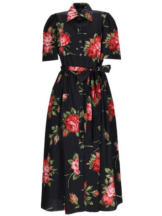 Dolce & Gabbana Midi Dress With Bouquet Print