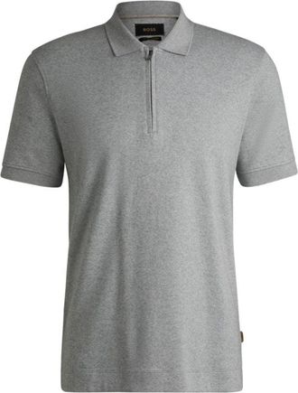 BOSS Zip-neck polo shirt in cotton and cashmere