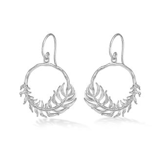 Dower & Hall Angel Feather Circle Drop Earrings