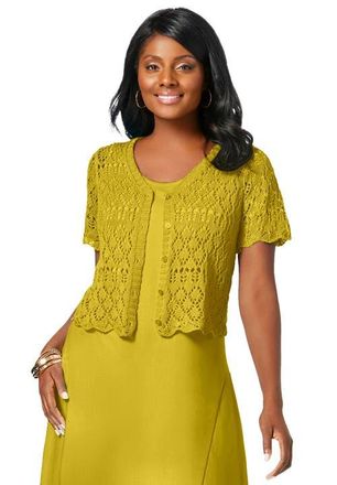 Jessica London Crochet Shrug in Golden Citrus at Nordstrom, Size Medium