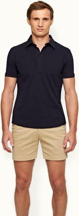 Orlebar Brown Sebastian Pique Tailored Fit Pique Polo Shirt in Navy at Nordstrom, Size Xx-Large