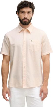 Lacoste Oxford overhemd - Heren - Korte mouwen Overhemden - Roze - 4XL - Katoen - Overhemden
