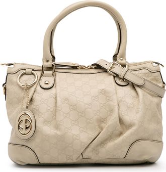 Gucci Pre-owned Womens Sukey Tote Gg Monogram Leather - Ivory - One Size
