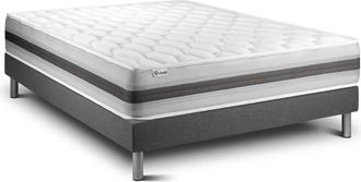 VITALIT Somier gris + colch&oacute;n con muelles y viscoel&aacute;stica 160 x 190