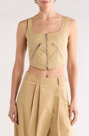 A.L.C. Dea Zip Crop Corset Top in Desert Beige at Nordstrom Rack, Size 00