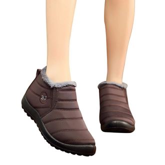 Generic Women Winter Snow Ankle Boots,Fur Lined Boots Waterproof Comfy Warm Fur Lining Ankle Booties Ladies Casual Walking Shoes Slip On Outdoor Anti-Slip War