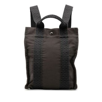 Herm&egrave;s Her Line Black Gray Canvas Backpack (Pre-Owned)
