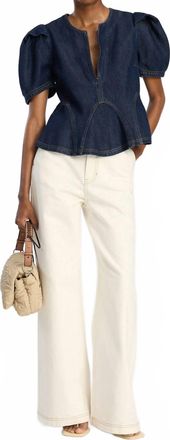 Munthe Tencel Denim Top In Indigo Blue
