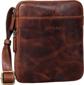 STILORD Carson Mens Small Satchel Bag Leather Vintage Messenger Bag Shoulder Bag Cross Body Cross Over for Men in Genuine Leather, Colour:kara - cognac