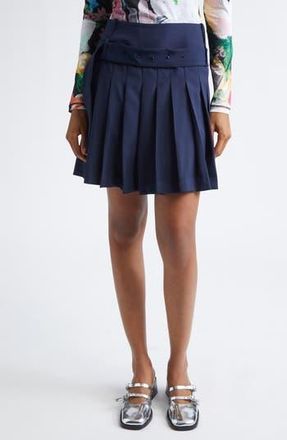 Stine Goya Pinstripe Belted Pleated Skirt in Dark Blue at Nordstrom Rack, Size X-Small