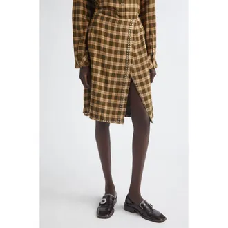 Wales Bonner Cosmic Check Skirt in Jade/ocre/oyster at Nordstrom, Size 44