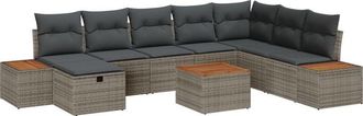 vidaXL Garden Sofa Set with Cushion 9 pcs Grey Poly rattan Vidaxl