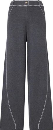 Liu Jo Broek met contrasterende stiksels - Dames - Wijde Broeken - Grijs - S - Denim - Broeken