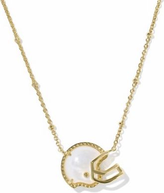 Kendra Scott Womens Football Helmet Short Pendant Necklace In Gold Ivory Mother Of Pearl