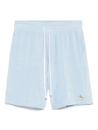 Casablanca velour stripe shorts - men - Cotton/Recycled Polyester/Polyester/Organic Cotton/Elastane - S - Blue