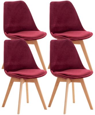 Clp Clp - Set De 4 Sillas De Comedor Linares Burdeos Terciopelo