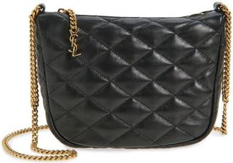 Saint Laurent Quilted Hobo Bag in Noir at Nordstrom