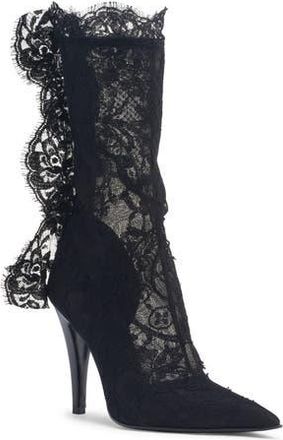 Alexander McQueen Pointed Toe Lace Boot in Black at Nordstrom Rack, Size 9Us / 39Eu