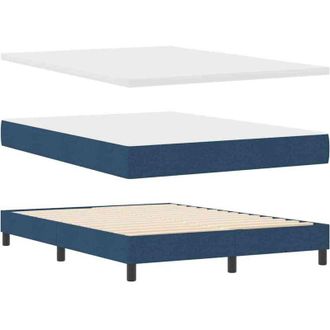 vidaXL Cama Box Spring Con Colch&oacute;n Con Colch&oacute;n Azul 140 X 190 Cm Tela Vidaxl