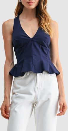 All in Favor Halter Peplum Top in Navy at Nordstrom, Size X-Large