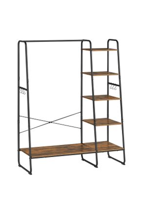 MID.YOU Mid.you Kleiderst&auml;nder, Schwarz, Dunkelbraun, Metall, Holzwerkstoff, 120x160x45 cm, Schuhablage, Garderobe, Garderobenst&auml;nder