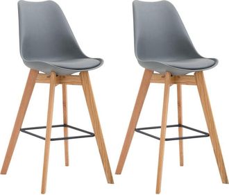 Clp Clp - Set De 2 Taburetes De Bar Metz Con Asiento En Polipropileno Natural Gris