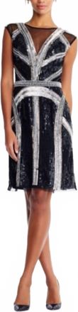 Aidan Mattox Full Beaded Sleeveless Party Dress In Black