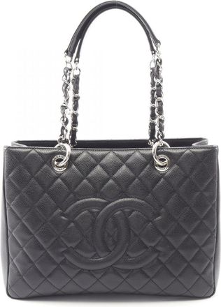 Chanel Black Grained Calfskin Handbag Tote Bag (Pre-Owned)
