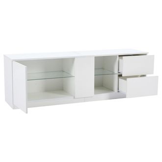 STILVORA Mueble Tv Con 2 Cajones, 1 Puerta Y Led, Frente Brillante, Para Sal&oacute;n, En Mdf, Blanco, 160 &times; 40 &times; 52 Cm