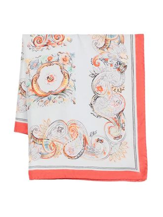 Etro paisley-print border scarf - women - Silk - One Size - Grey