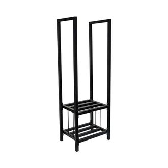 Ivyline Tall Square Shelved Log Storage - Mild Steel - L38 x W42 x H120 cm - Black