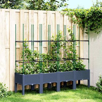 vidaXL Vidaxl - Jardinera Con Enrejado Pp Azul Gris 160x40x142,5 Cm
