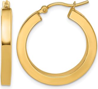 Diamond2Deal 14k Gold 3mm Square Shape Tube Hoop Earrings