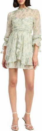 En Saison Marlene Mini Dress Womens Ivory Ice Blue Floral Ruffle PALL78