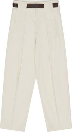 Darkpark Pantalones de Pinzas con Cintur&oacute;n de Cuero Ronda - Trousers - Mujer - Blanco - L