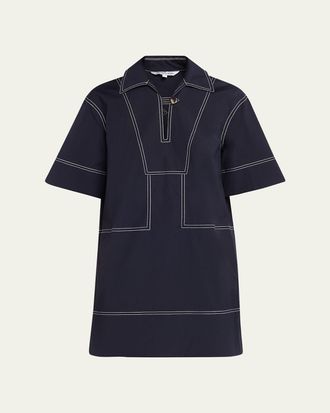 Veronica Beard Phelix Cotton Poplin Mini Tunic Dress