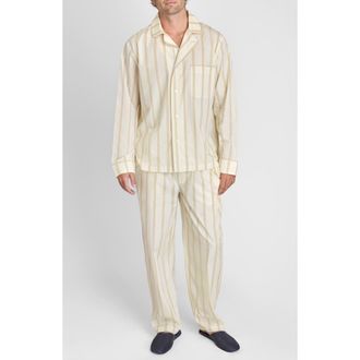 Sleepy Jones Lowell Pajama Set in Sand & Cream Stripe at Nordstrom, Size X-Large