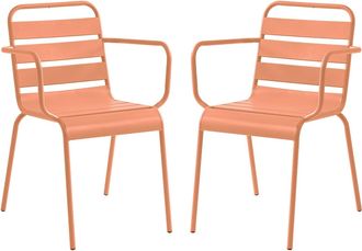 Vente-Unique Poltrona da giardino impilabile in Metallo Pesca - Lotto di 2 - MIRMANDE di MYLIA