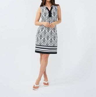 Esqualo Suzan Sleeveless Mini Dress In Tone Ikat Print