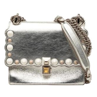 Fendi Pre-owned Kan I Mini Leren Schoudertas met Ketting - Dames - Vintage Schoudertas - Grijs - ONE Size - Leer - Vintage