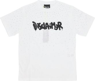 Disclaimer Witte Strass Tee met Korte Mouwen - Dames - T-shirts - Wit - M - Katoen - Tops