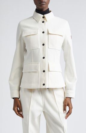 Moncler Jersey Interlock Shirt Jacket in White at Nordstrom, Size Xx-Large