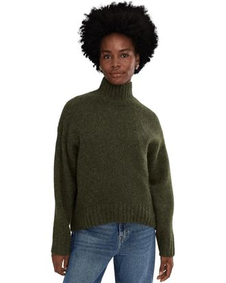 Madewell Sweaters Women Midnight Olive Wool Chunky Knit Turtleneck GBO3674