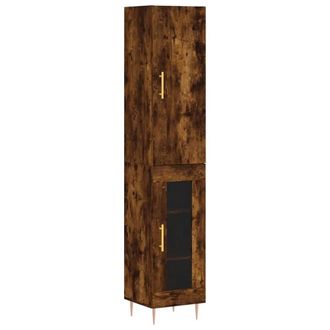 Berkfield Home Highboard Smoked Oak 34.5x34x180 cm Engineered Wood in Brown