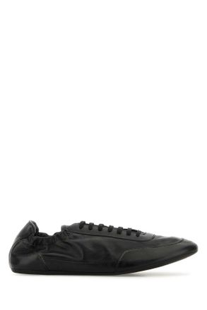Prada Black Leather Collapse Sneakers