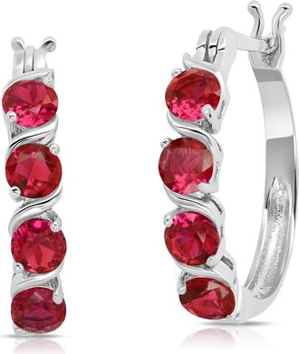MAX + STONE Sterling Silver Round Gemstone Statement Hoop Earrings