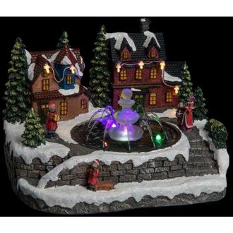 F&eacute;&eacute;ric Lights & Christmas Fontana del villaggio illuminata con bambini 10 LED che cambiano colore - Atmosphera cr&eacute;ateur dint&eacute;rieur