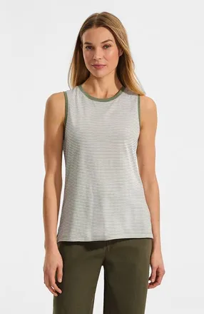 Lands End Supima Cotton Tank Top in Sage Micro Stripe at Nordstrom, Size X-Large