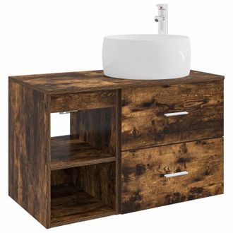 vidaXL Juego De Muebles De Ba&ntilde;o 2 Pcs Roble Ahumado Vidaxl