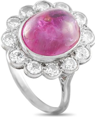 Luxury Bazaar Antique Platinum 1.50ct Diamond and Ruby Ring MF09-050626